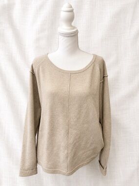 French Connection Taupe Scoop Neck Pullover Sweatshirt